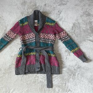 Cat & Jack Pink, Gray, and Teal Cardigan Sweater